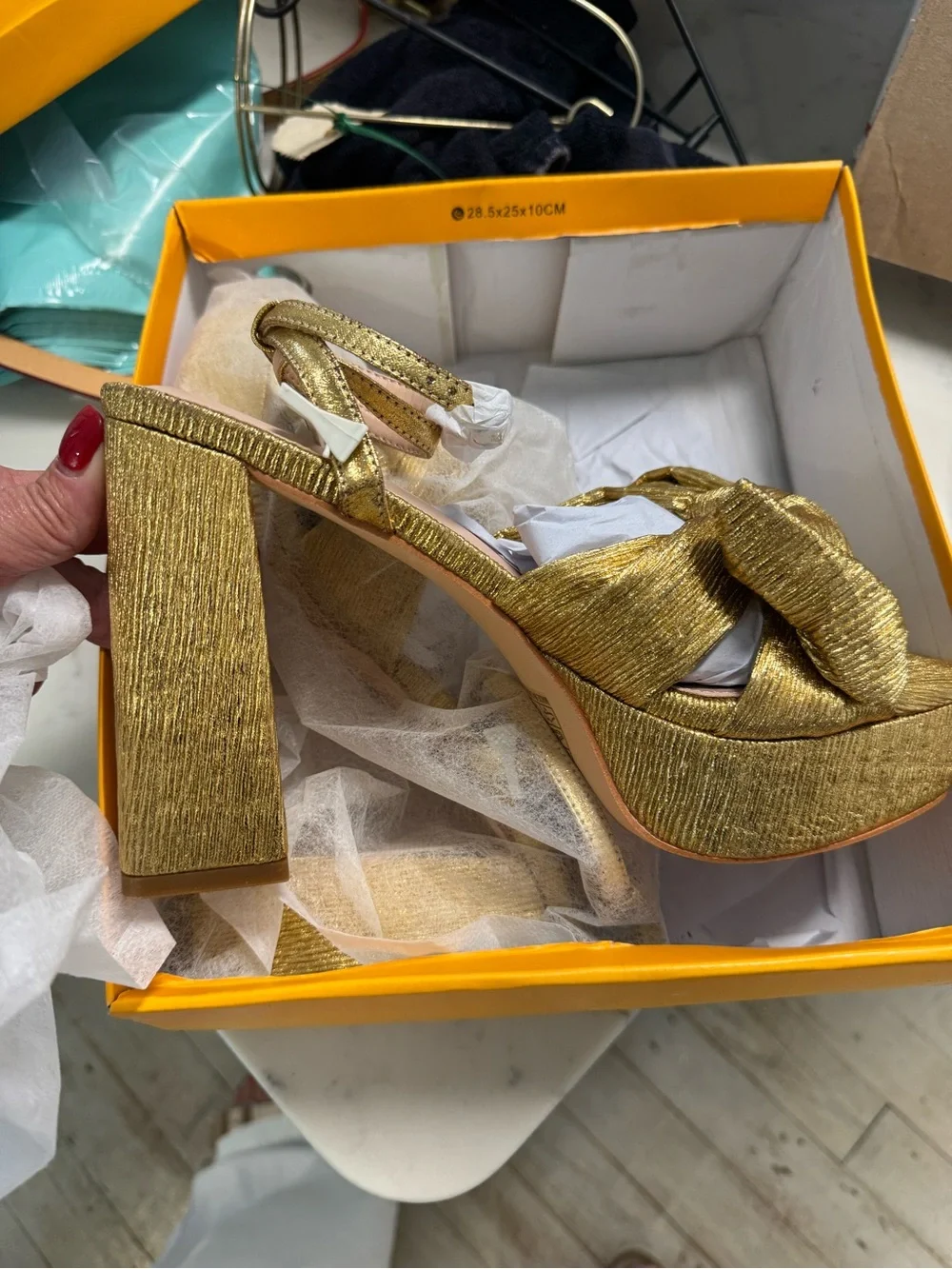 Gold Textured Platform Heels